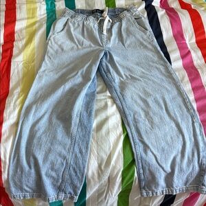 GAP Denim High-Rise Wide-Leg Pants in Light Blue